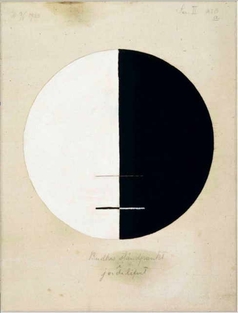 Hilma af Klint?: Standpunkt Buddhas auf der Erde, Serie II, Nr. 3a, 1920?, Öl auf Leinwand, 36 x 27 cm, Moderna Museet , Stockholm